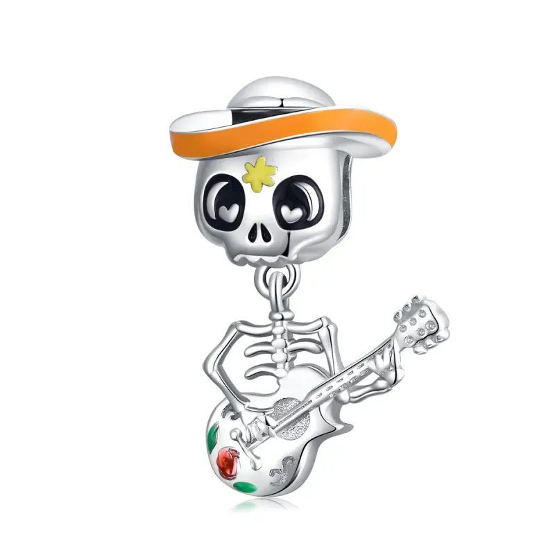 Charm tipo Pandora Chitarra Skull Man - BSC327 - Immagine del prodotto