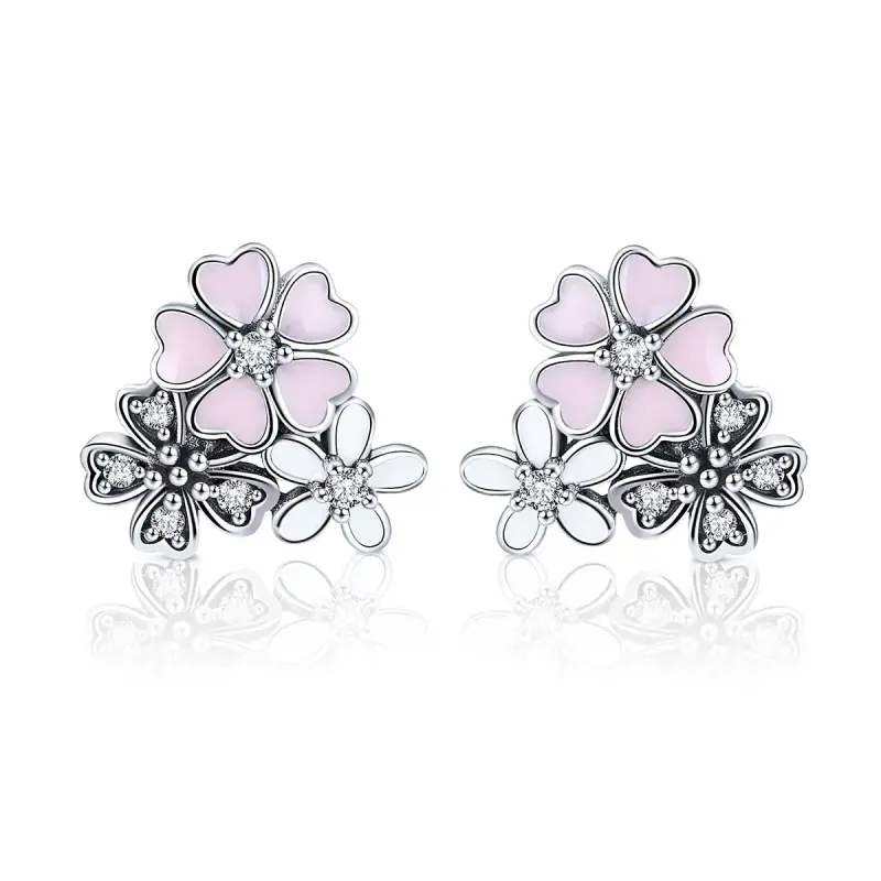 Orecchini a Lobo tipo Pandora Margherite E Fiori Di Ciliegio - SCE400 - Immagine del prodotto
