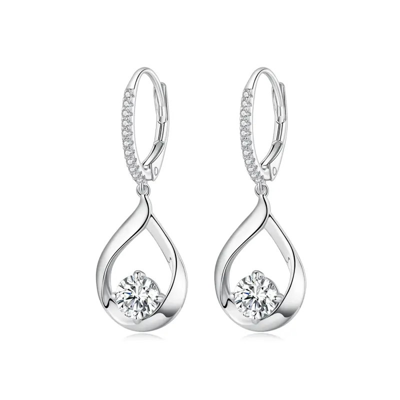 Orecchini a goccia in stile Pandora con Moissanite (Due Certificati) - MSE032 - Immagine del prodotto