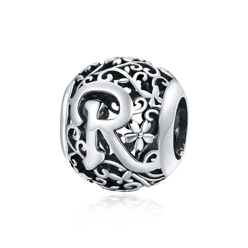 Charm tipo Pandora Openwork Fiore Lettera R - SCC1444-R - Immagine del prodotto