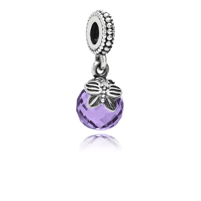 Charm con Pendente Goccia Viola con Farfalla - 791258ACZ - Charm | PANDORA - Immagine del prodotto