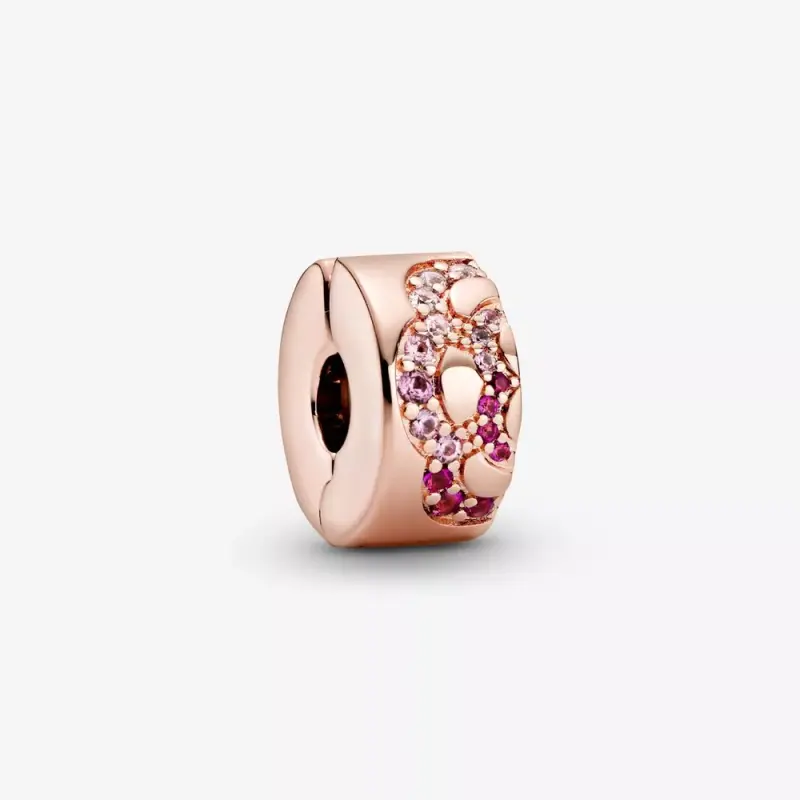 Clip PANDORA con inserto in silicone con motivo ventaglio rosa - 788153C01 - Immagine del prodotto