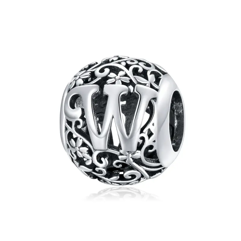 Charm tipo Pandora Openwork Fiore Lettera W - SCC1444-W - Immagine del prodotto