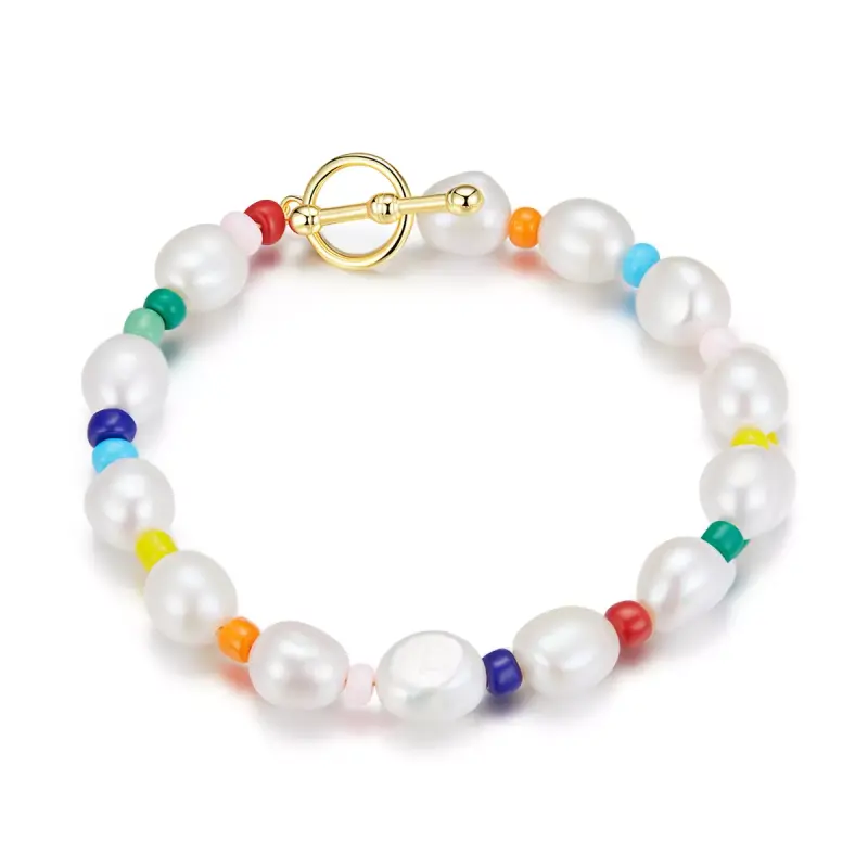 Bracciale tipo Pandora Perla Arcobaleno - BSB074 - Immagine del prodotto